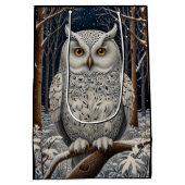 Elegant boho witte uil bos winterbos medium cadeauzakje (Achterkant)