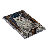 Elegant boho witte uil bos winterbos notitieboek (Rechterzijde)