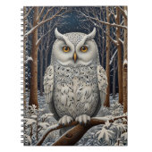 Elegant boho witte uil bos winterbos notitieboek (Voorkant)