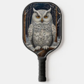 Elegant boho witte uil bos winterbos pickleball paddle (Voorkant)