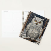 Elegant boho witte uil bos winterbos planner (Display)