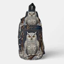 Elegant boho witte uil bos winterbos sling bag