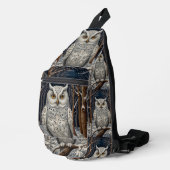 Elegant boho witte uil bos winterbos sling bag (Rechterhoek)