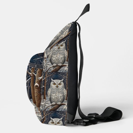 Elegant boho witte uil bos winterbos sling bag (Rechts)