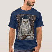 Elegant boho witte uil bos winterbos t-shirt (Voorkant)