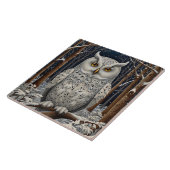 Elegant boho witte uil bos winterbos tegeltje (Zijkant)