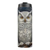 Elegant boho witte uil bos winterbos thermosbeker (Voorkant)