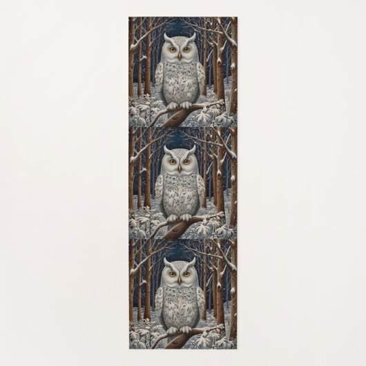 Elegant boho witte uil bos winterbos yogamat (Voorkant)