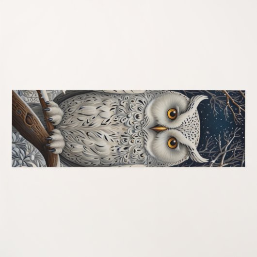 Elegant boho witte uil bos winterbos yogamat (Voorkant (horizontaal))