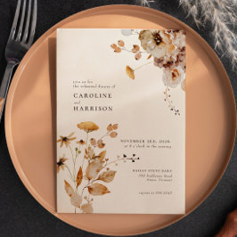 Elegant Boho Woodland Herfst Floral Rehearsal Dinn Kaart