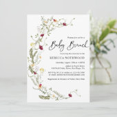 Elegant Boho Wreath Wildflower Baby Brunch Kaart (Staand voorkant)