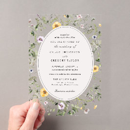 Elegant Boho Yellow Wildflower Greenery Wedding Acryl Uitnodigingen