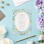 Elegant Boho Yellow Wildflower Greenery Wedding Acryl Uitnodigingen (Insitu (Huwelijk))