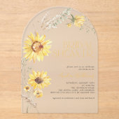 Elegant Boho Zonnebloem Botanisch Vrijgezellenfees Acryl Uitnodigingen (Voorkant)