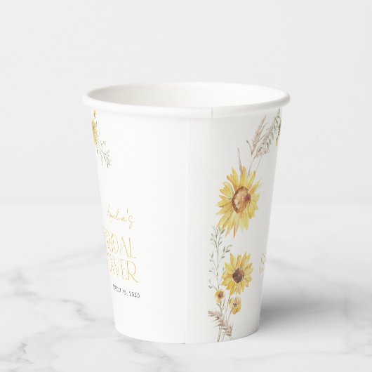 Elegant Boho Zonnebloem Botanisch Vrijgezellenfees Papieren Bekers (Rechts)