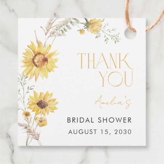 Elegant Boho Zonnebloem Vrijgezellenfeest Dank u Bedankjes Labels (Achterkant)