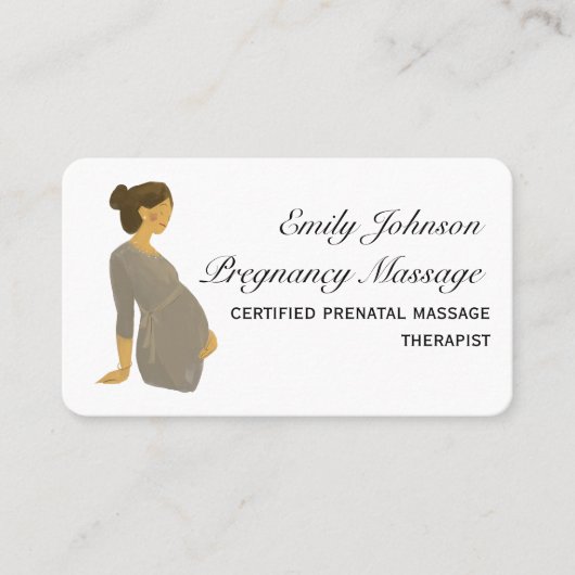 Elegant Boho Zwangerschap Prenatale massagetherapi Visitekaartje (Voorkant)