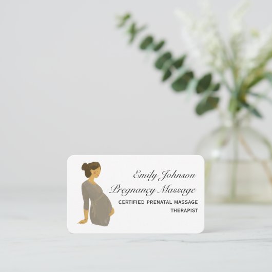 Elegant Boho Zwangerschap Prenatale massagetherapi Visitekaartje (Staand voorkant)