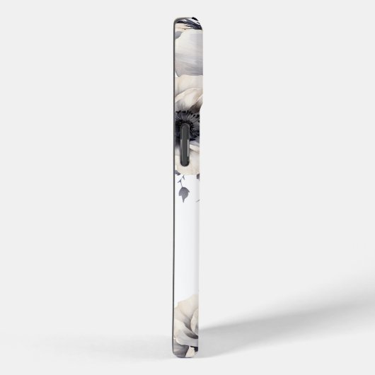 Elegant Boho Zwart Wit Bloemen Monogram Case-Mate iPhone Case (Achterkant / Rechts)