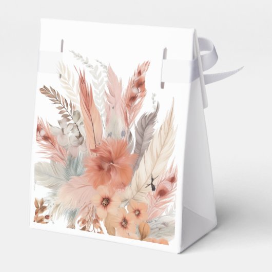 Elegant bohoPampas grass Baby shower Bedankdoosjes (Achterkant)