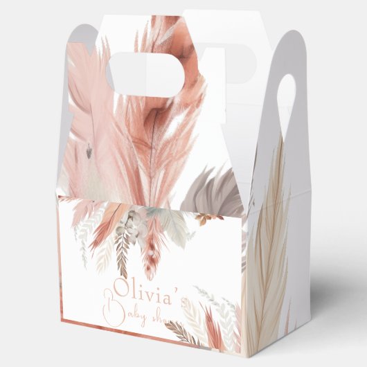 Elegant bohoPampas grass Baby shower Bedankdoosjes (Geopend)