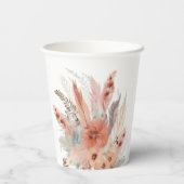 Elegant bohoPampas grass Baby shower Papieren Bekers (Achterkant)