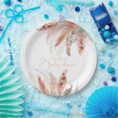 Elegant bohoPampas grass Baby shower Papieren Bordje (Feest)