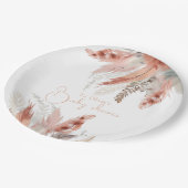 Elegant bohoPampas grass Baby shower Papieren Bordje (Gekanteld)