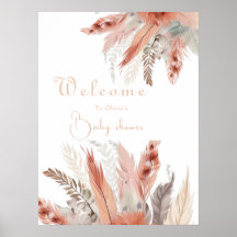 Elegant bohoPampas grass Baby shower welkomstbord