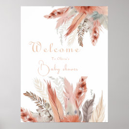 Elegant bohoPampas grass Baby shower welkomstbord Poster