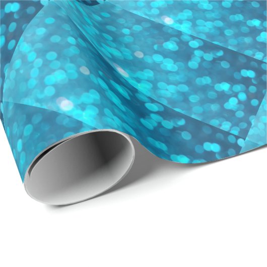 Elegant Bokeh Blue Turquoise Circles Pattern Cadeaupapier (Rol Hoek)