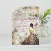 Elegant bokeh Butterfly florale tuin Quinceañera Kaart (Staand voorkant)