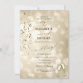 Elegant Bokeh,Confetti Wine Glasses Wedding Kaart (Voorkant)