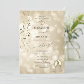 Elegant Bokeh,Confetti Wine Glasses Wedding Kaart (Staand voorkant)