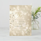 Elegant Bokeh,Confetti Wine Glasses Wedding Kaart (Staand voorkant)