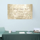 Elegant Bokeh,Confetti Wine Glasses Wedding Spandoek (Beurs)