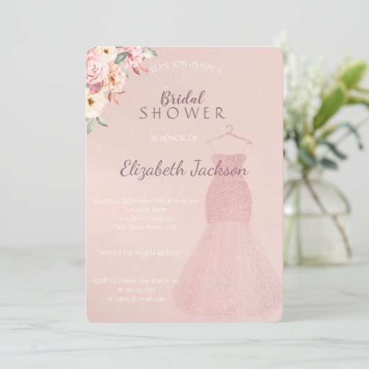 Elegant Bokeh Glitter Dress, Ombre Vrijgezellenfee Kaart (Staand voorkant)