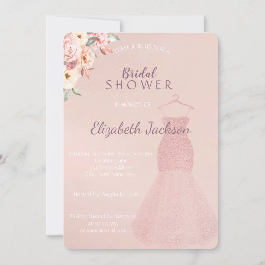 Elegant Bokeh Glitter Dress, Ombre Vrijgezellenfee Kaart (Voorkant)