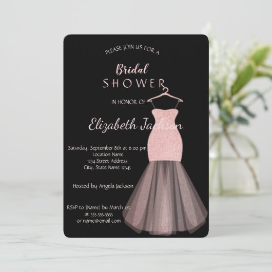 Elegant Bokeh Glitter Dress Vrijgezellenfeest Kaart (Staand voorkant)