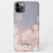 Elegant Bokeh Glitter Paars Roze Monogram Naam iPhone Hoesje (Achterkant)