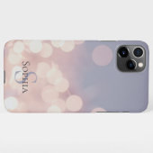 Elegant Bokeh Glitter Paars Roze Monogram Naam iPhone Hoesje (Achterkant horizontaal)