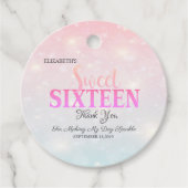 Elegant Bokeh, Glitter Sweet 16 Bedankjes Labels (Voorkant)