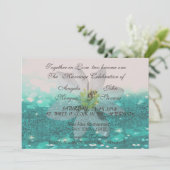 Elegant Bokeh, Glittery, Daisy Wedding Invitation Kaart (Staand voorkant)