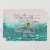 Elegant Bokeh, Glittery, Daisy Wedding Invitation Kaart (Voorkant / Achterkant)