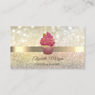 Elegant Bokeh Gold, Cupcake Visitekaartje