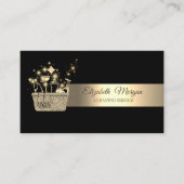 Elegant Bokeh Gold Glitter Cleaning Tools Black Visitekaartje (Voorkant)