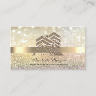 Elegant Bokeh Gold Glitter House Roof Visitekaartje
