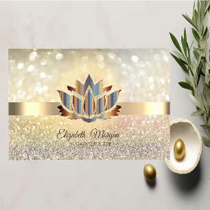 Elegant Bokeh Gold, Gold Lotus Yoga Visitekaartje