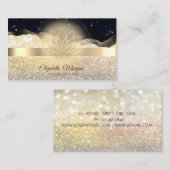 Elegant Bokeh Gold, Lotus Black Glitter Yoga Visitekaartje (Voorkant / Achterkant)