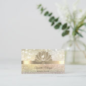 Elegant Bokeh Gold, Lotus Flower Beauty Salon Visitekaartje (Staand voorkant)